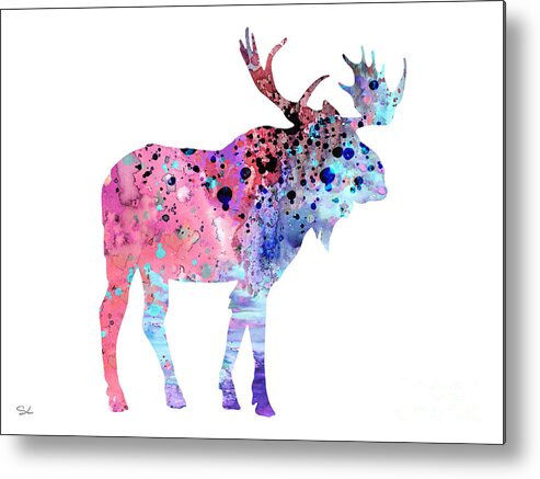 Moose Metal Print featuring the painting Moose 2 by Watercolor Girl