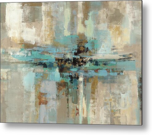 Abstract Metal Print featuring the painting Morning Fjord by Silvia Vassileva