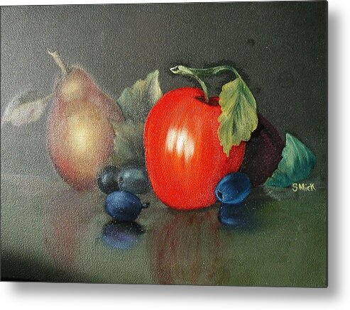 Morning Fruit Metal Print featuring the painting Morning Fruit by Sharon Mick