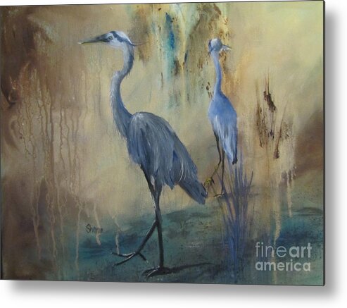 Heron Metal Print featuring the painting Morning light by Sharon Burger