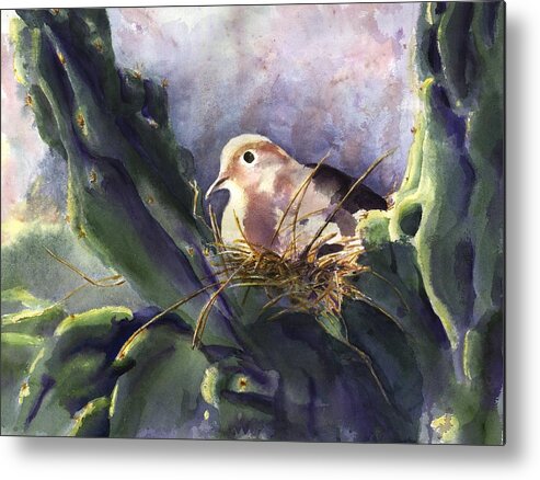Doves Metal Print featuring the painting Patience is a Virtue by Maria Hunt