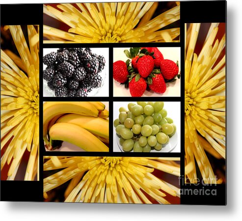 Fruit Metal Print featuring the digital art Mums Fruit Collage by Barbara A Griffin