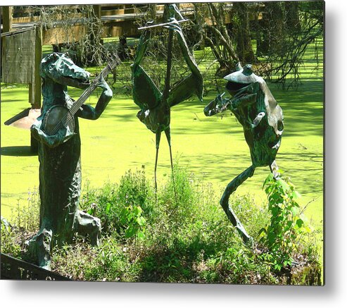Sculptures Metal Print featuring the digital art Music in the Park by Jean Wolfrum