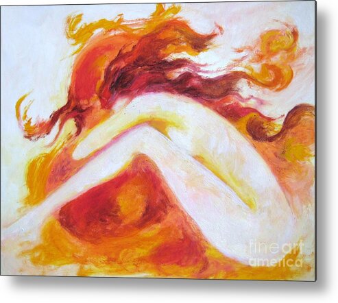 Woman Metal Print featuring the painting My Thoughts Are My Own by Marat Essex