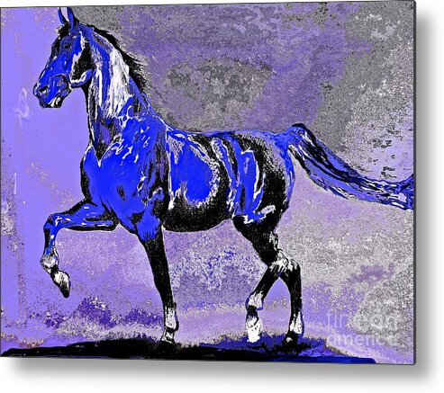 Mysterious Stallion Metal Print featuring the painting Mysterious Stallion Abstract by Saundra Myles