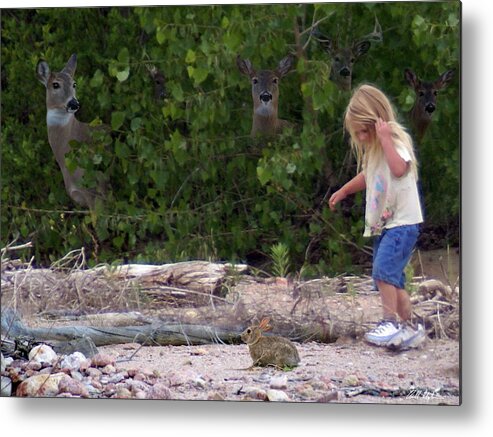 Children Metal Print featuring the digital art Nature Watching by Bill Stephens