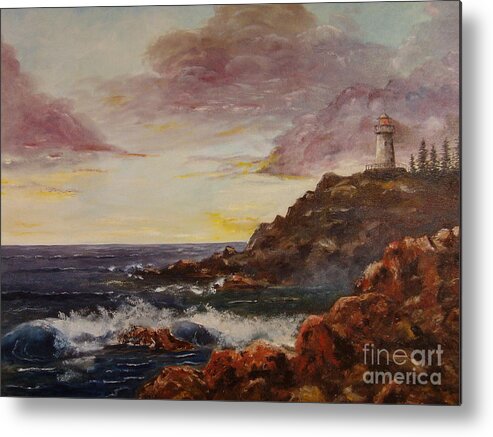 Ocean Metal Print featuring the painting New England Storm by Lee Piper