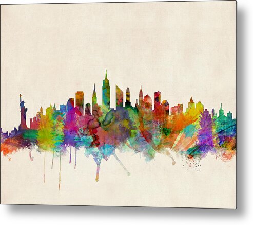 #faatoppicks Metal Print featuring the digital art New York City Skyline by Michael Tompsett