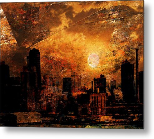 Abstract Metal Print featuring the digital art New York City Sunrise by Bruce Rolff