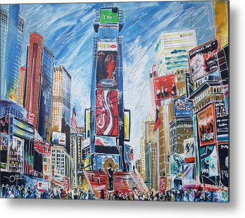 New York Metal Print featuring the painting New York New York by Laura Hol Art
