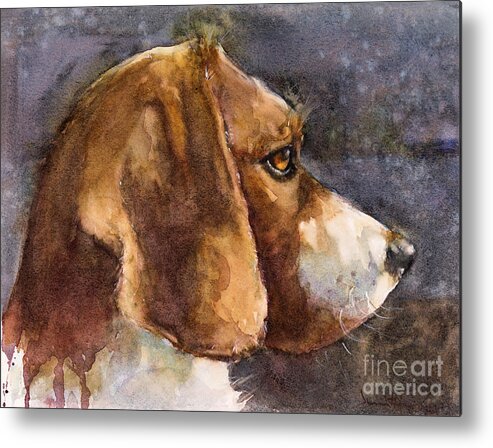 Dog Metal Print featuring the painting Night Calls by Judith Levins