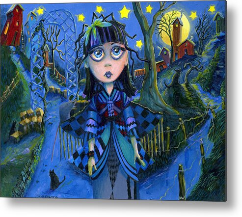 Big Eyes Metal Print featuring the painting Night of Sad Stars by Jacquelin L Westerman