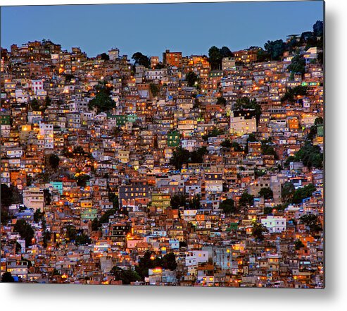Landscape Metal Print featuring the photograph Nightfall In The Favela Da Rocinha by Adelino Alves