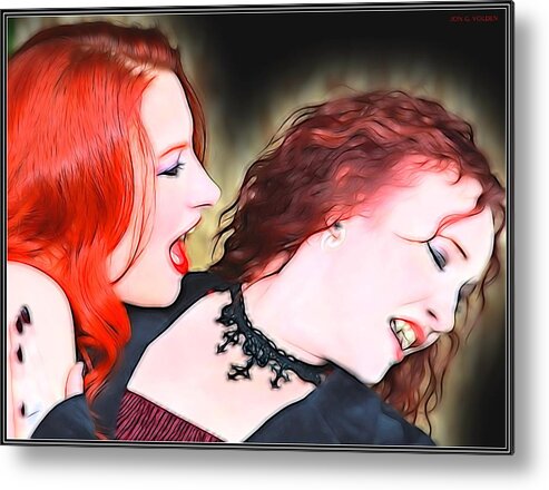 Vampires Metal Print featuring the painting No Necking Allowed by Jon Volden