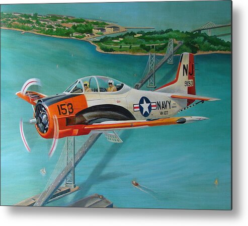 Aviation Metal Print featuring the painting North American T-28 Trainer by Stuart Swartz