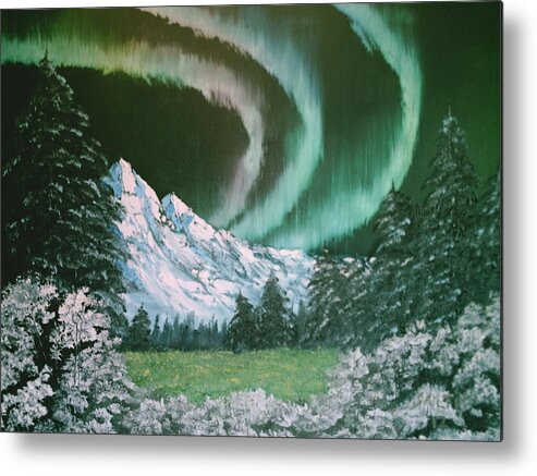Alaska Metal Print featuring the painting Northern Lights - Alaska by Jim Saltis