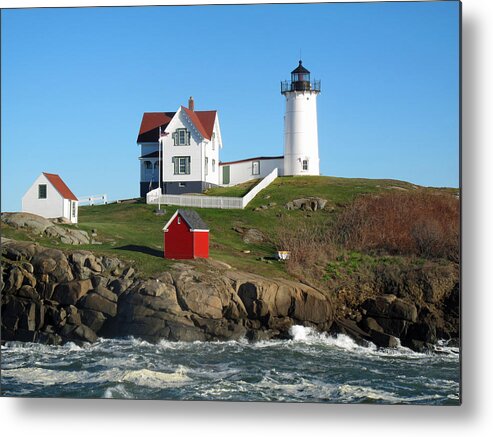 Seascape Metal Print featuring the photograph Nubble Lighthouse One by Barbara McDevitt