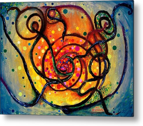 Bare Mass Metal Print featuring the painting Nuclear Fusion by Regina Valluzzi
