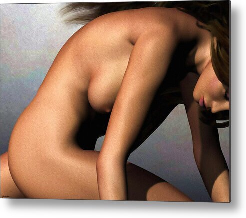 Nude Metal Print featuring the painting Nude on Bended Knee by Tyler Robbins
