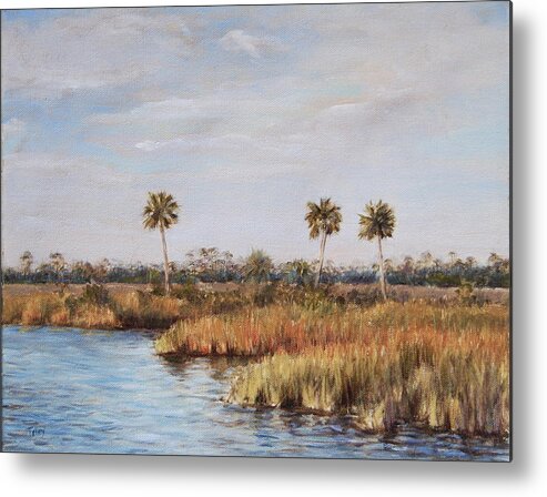 Marsh Metal Print featuring the painting Ochlockonee River Palms by Pam Talley