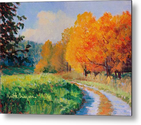 Impressionism Metal Print featuring the painting October Backroad by Keith Burgess