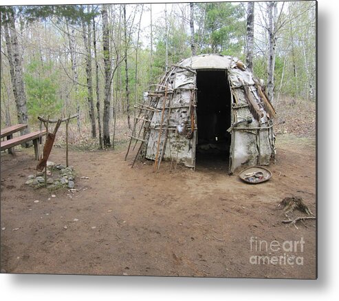 Ojibwe Metal Print featuring the photograph Ojibwe Weapons Wigwam by Terry Hunt