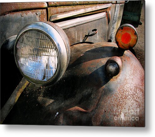 Old Trucks Metal Print featuring the photograph Old Headlights by Colleen Kammerer