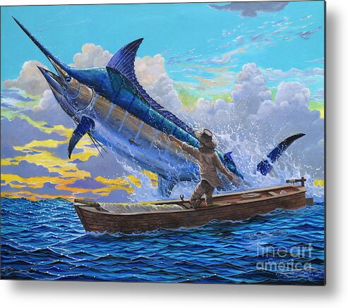 Marlin Metal Print featuring the painting Old Man and the Sea Off00133 by Carey Chen
