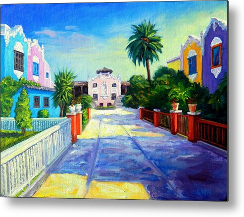 Townscape Metal Print featuring the painting Old Miraflores, Peru Impression by Ningning Li