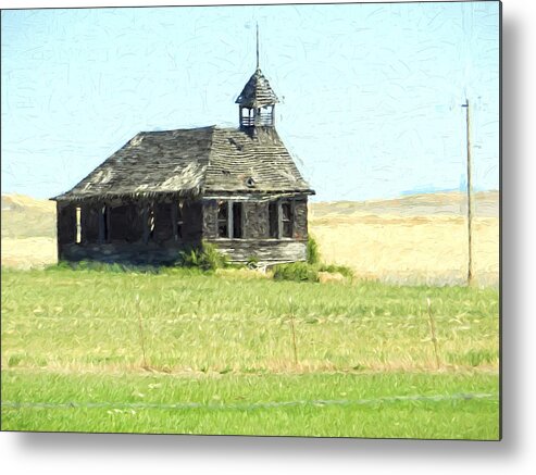  Metal Print featuring the digital art Old Schoolhouse in Eastern Washington 2 by Cathy Anderson