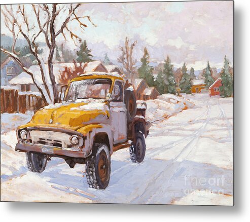 Old Truck Metal Print featuring the painting Old Town Ride by Chula Beauregard
