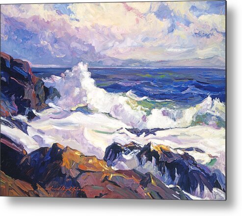 Seascape Metal Print featuring the painting Palos Verdes Surf by David Lloyd Glover