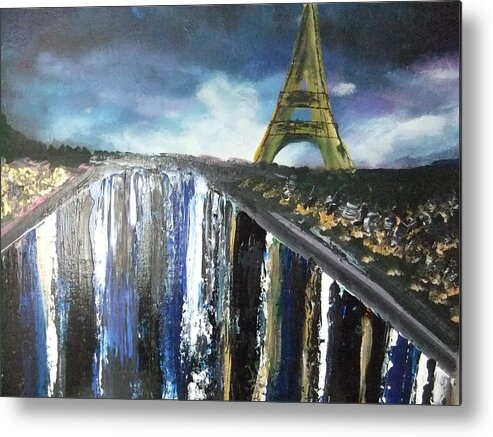 Eiffel Tower Metal Print featuring the painting Paris Reflections by Lynne McQueen