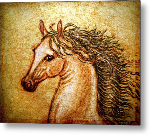 Horse Metal Print featuring the mixed media Pegasus Friend 2 by Ananda Vdovic