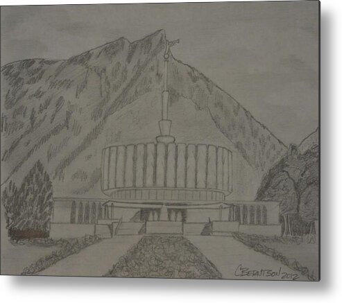 Provo Metal Print featuring the drawing Pencil Provo by Stretch Berntson