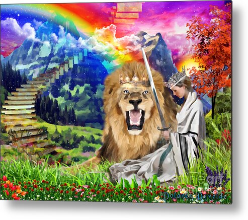 Lion Of Judah Metal Print featuring the digital art Perfect Protection by Dolores Develde