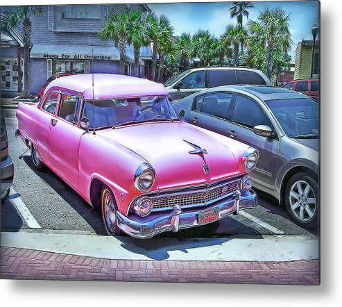 Ford Metal Print featuring the photograph Pink Beauty in the Parking-Lot by Hanny Heim