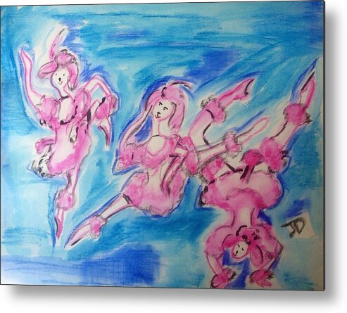 French Metal Print featuring the painting Pink poodle Cancan by Judith Desrosiers