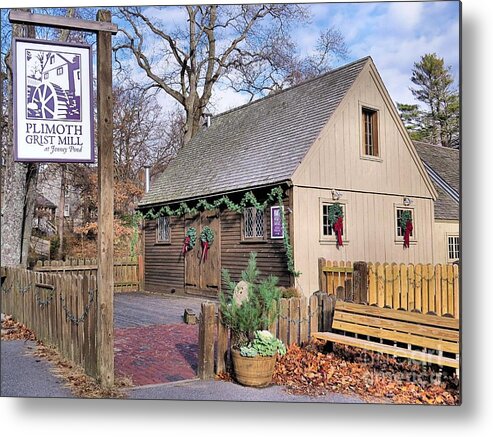 Plimoth Grist Mill Metal Print featuring the photograph Plimoth Grist Mill Yuletide Decorations by Janice Drew