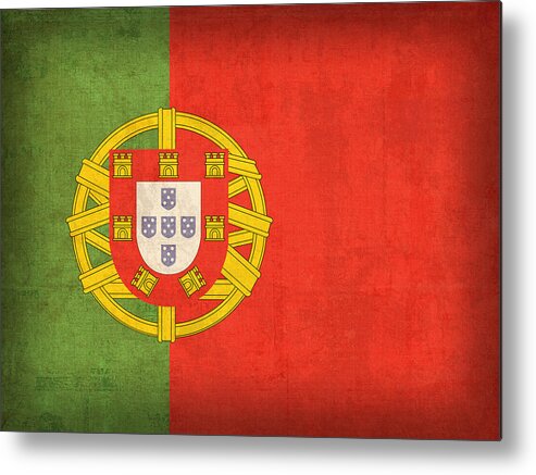 Portugal Flag Vintage Distressed Finish Lisbon Portuguese Europe Nation Country Metal Print featuring the mixed media Portugal Flag Vintage Distressed Finish by Design Turnpike