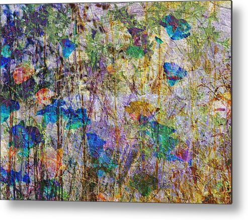 Posies In The Grass Metal Print featuring the mixed media Posies in the Grass by Kiki Art