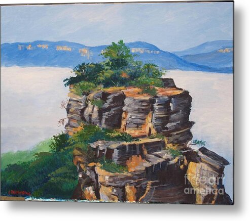 Katoomba Region Metal Print featuring the painting Prince henry Cliff Australia by Jean Pierre Bergoeing