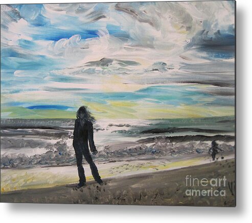 Beach Metal Print featuring the painting Ptg.  Will she Still Remember by Judy Via-Wolff