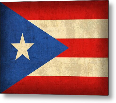 Puerto Metal Print featuring the mixed media Puerto Rico Flag Vintage Distressed Finish by Design Turnpike