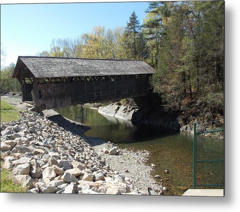 Greenfield Metal Print featuring the photograph Pumping Station Covered Bridge by Catherine Gagne