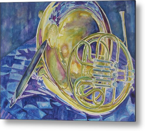 Instruments Metal Print featuring the painting Quilted Brass by Jenny Armitage