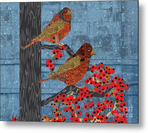 Sparrows Dressed In Quilts Metal Print featuring the digital art Sagebrush Sparrow Short by Kim Prowse