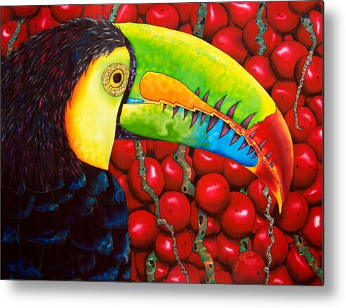  Watercolor Metal Print featuring the painting Rainbow Toucan by Daniel Jean-Baptiste