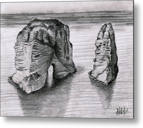 Raouché Rock Metal Print featuring the drawing Raouche Rock by Lynellen Nielsen