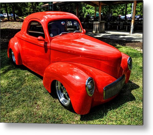 Hot Rod Metal Print featuring the photograph Red 41 Willys Coupe 001 by Lance Vaughn